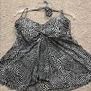 Merona Black and White Polka Dot Tankini Swim Top